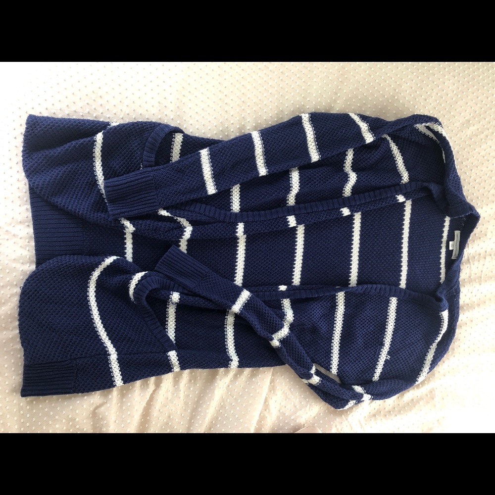 Blue striped cardigan